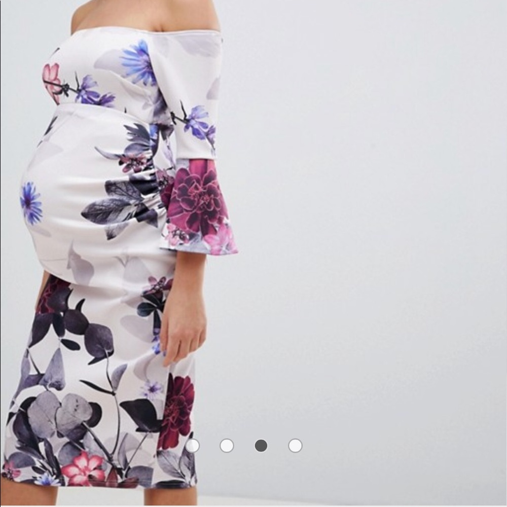 ASOS True Violet Maternity bandeau frill sleeve